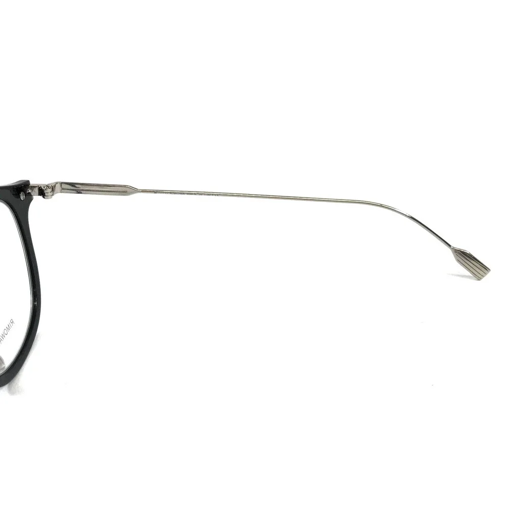 Rimowa Eyeglasses Frames RW50001U 001 Black Silver Round Full Rim 50-23-150